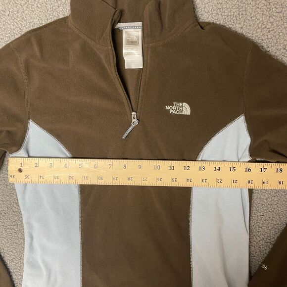The North Face Sweater Womens small 1/4 Zip TKA 100 Fleece brown Blue fleece - Picture 6 of 8